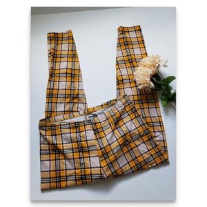 Yellow plaid leggings